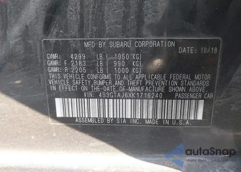 2019 Subaru Impreza 2.0I Sport from USA, damaged, VIN 4S3GTAJ6XK1716240